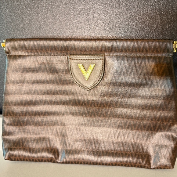 Valentino Brown Monogram Clutch Bag - Picture 2 of 3